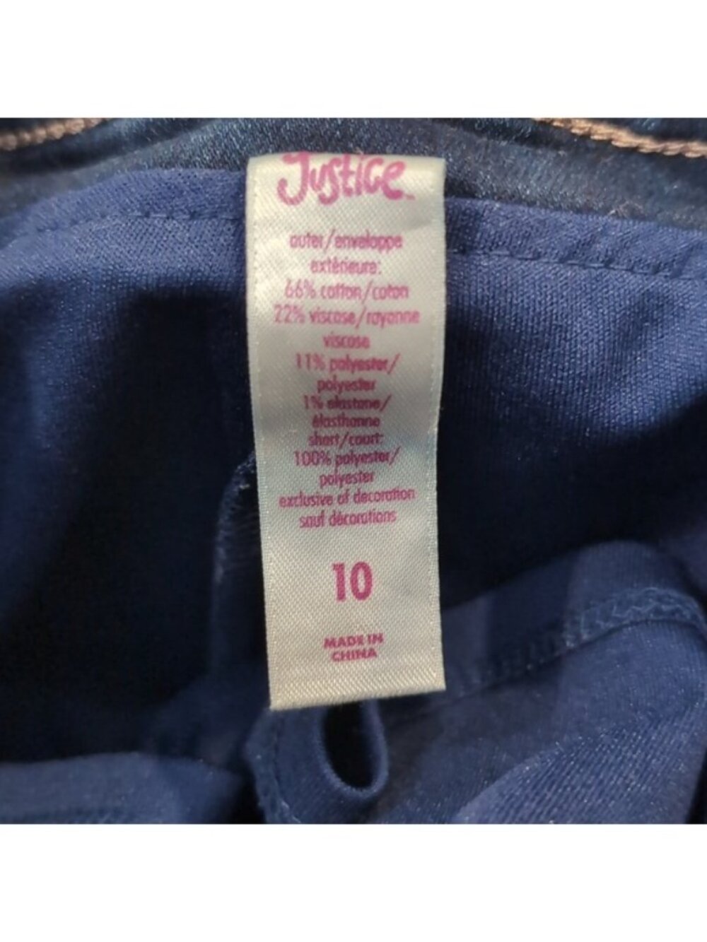 Justice Girls Size 10 Denim Jean Skirt Skort Snap Closure Cut Off Bue Jean - Picture 11 of 13